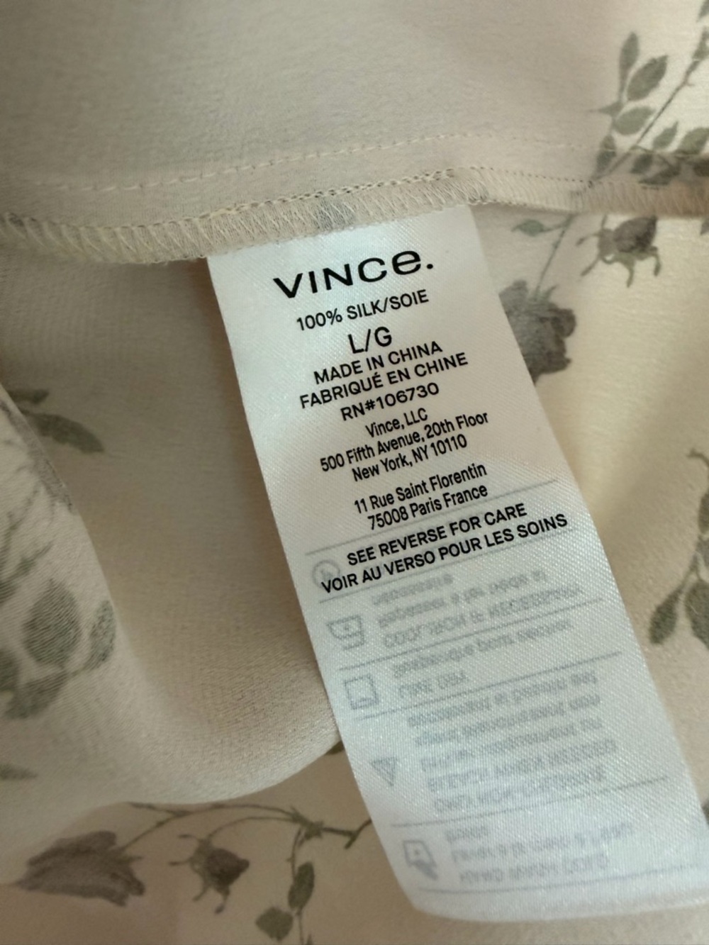 Vince Autumnal Rose Shaped Collar Blouse in Dark Ivory, size L. - Picture 5 of 6